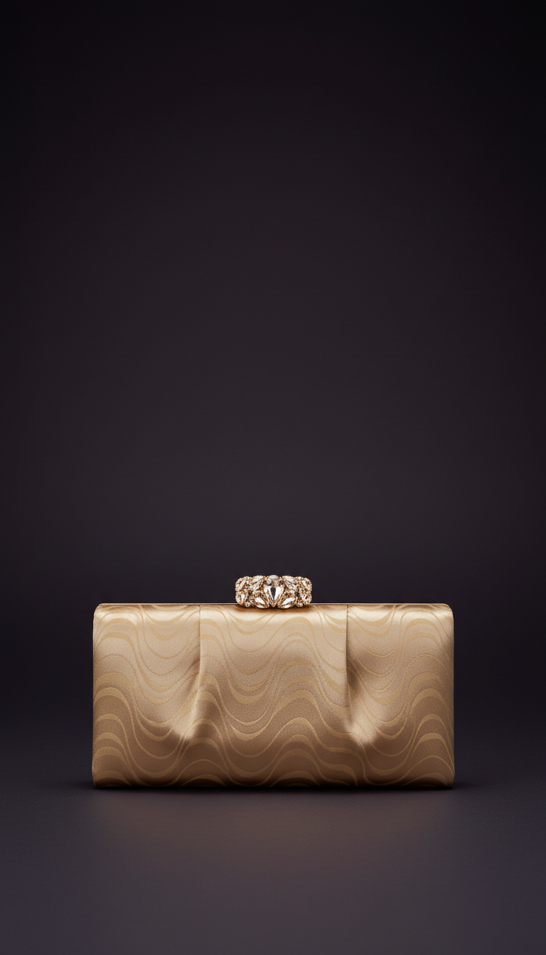 Satin-Moiré-Clutch mit Kristallverschluss