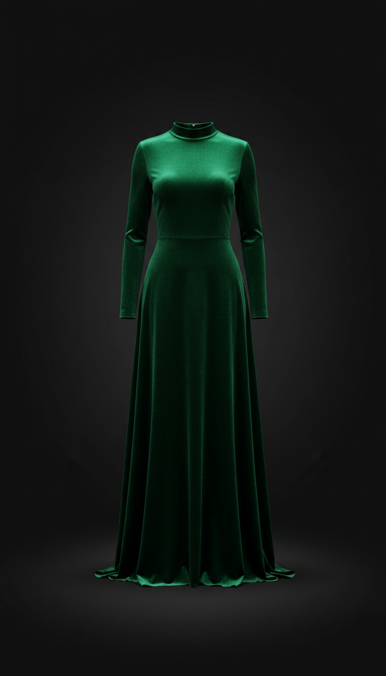 Smaragdgrünes Samt-Abendkleid